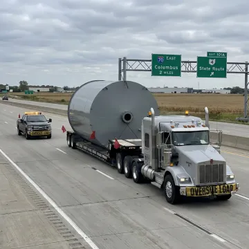 Oversize load hauling truck in Ohio