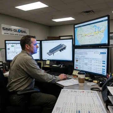 Coordinator planning a flatbed freight shipment