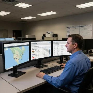 Logistics coordinator tracking solar panel freight
