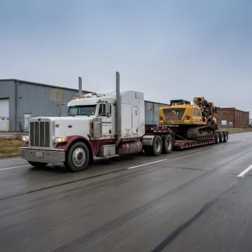 Heavy haul truck transporting machinery in Indiana