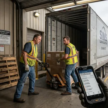 Expedited LTL freight being loaded for shipment