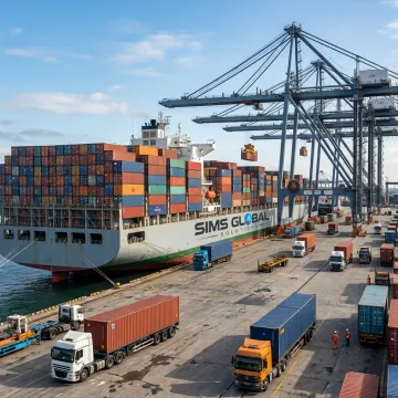 Ocean freight containers at port