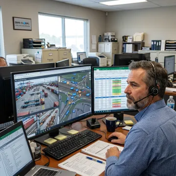 Logistics coordinator tracking port container drayage