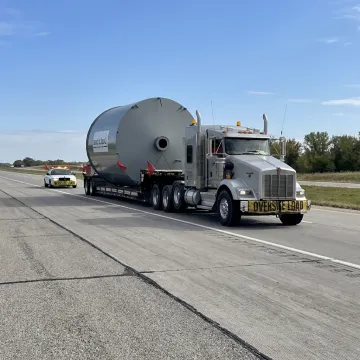 Oversized machinery on heavy haul trailer
