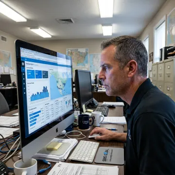 Logistics coordinator tracking container freight