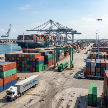 International freight containers at a Florida port