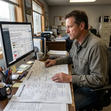 Logistics coordinator planning a flatbed freight route