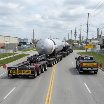 Heavy haul trailer transporting oversized equipment