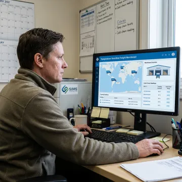 Logistics coordinator tracking cold chain freight