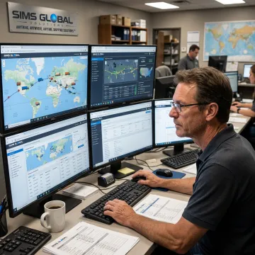 Logistics coordinator tracking global freight shipments