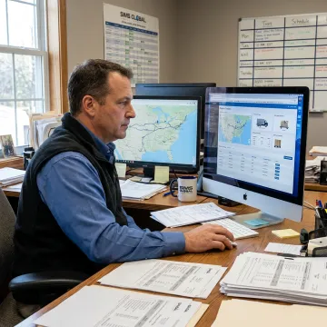 Logistics coordinator tracking freight shipments