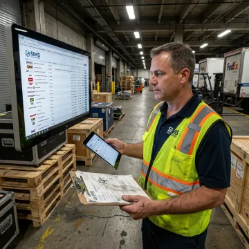 Logistics coordinator tracking tradeshow freight