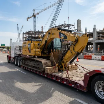 Heavy equipment transport truck in Dallas