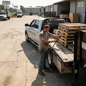 Hotshot truck driver securing urgent freight