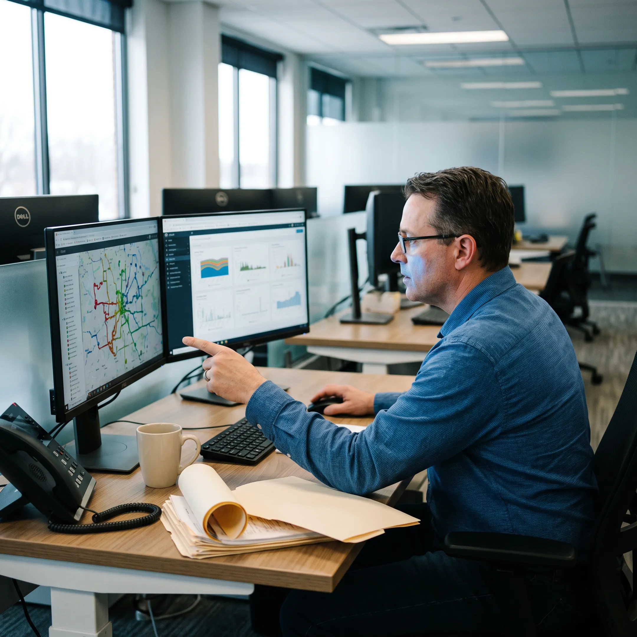 Logistics coordinator tracking freight shipments