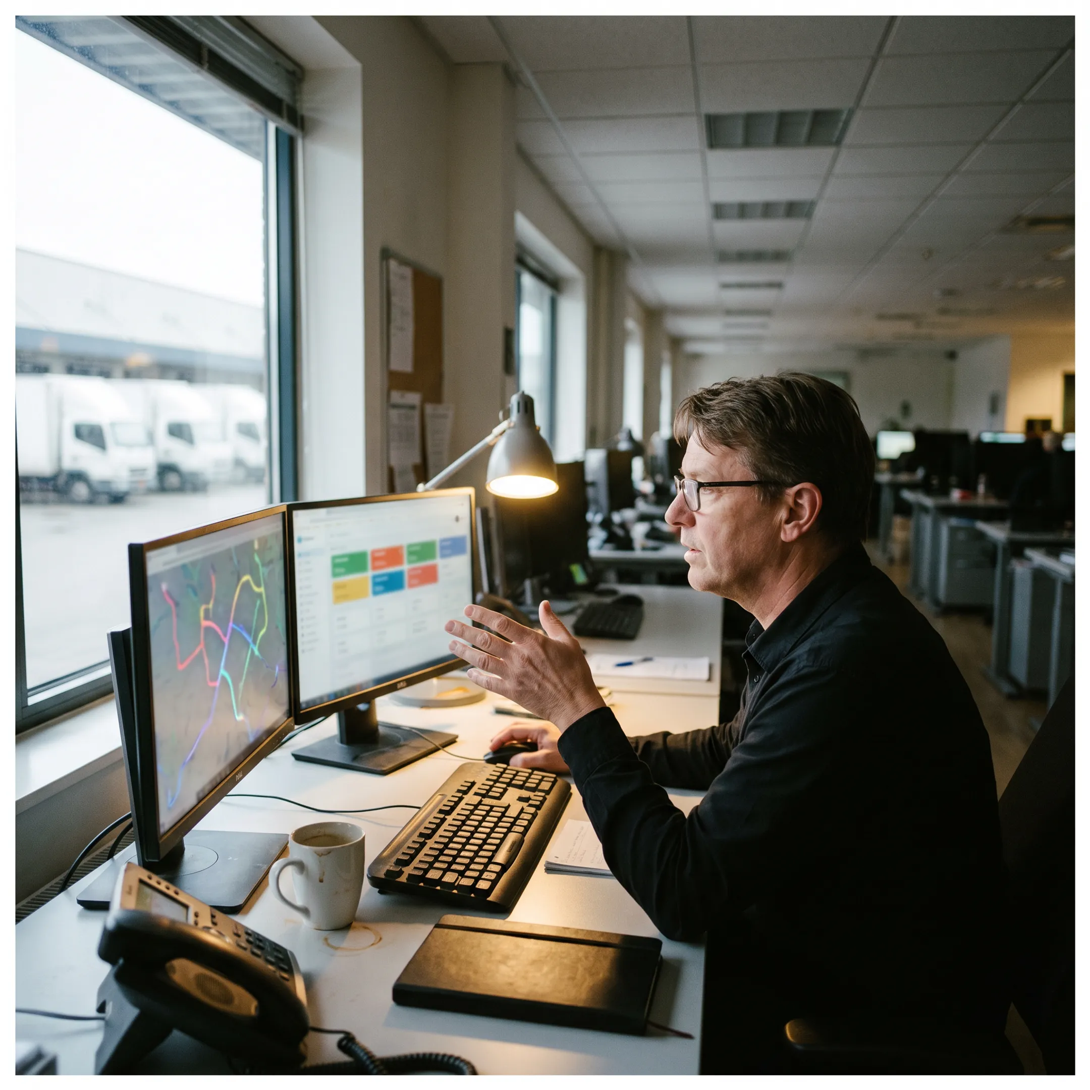Logistics coordinator tracking freight shipments