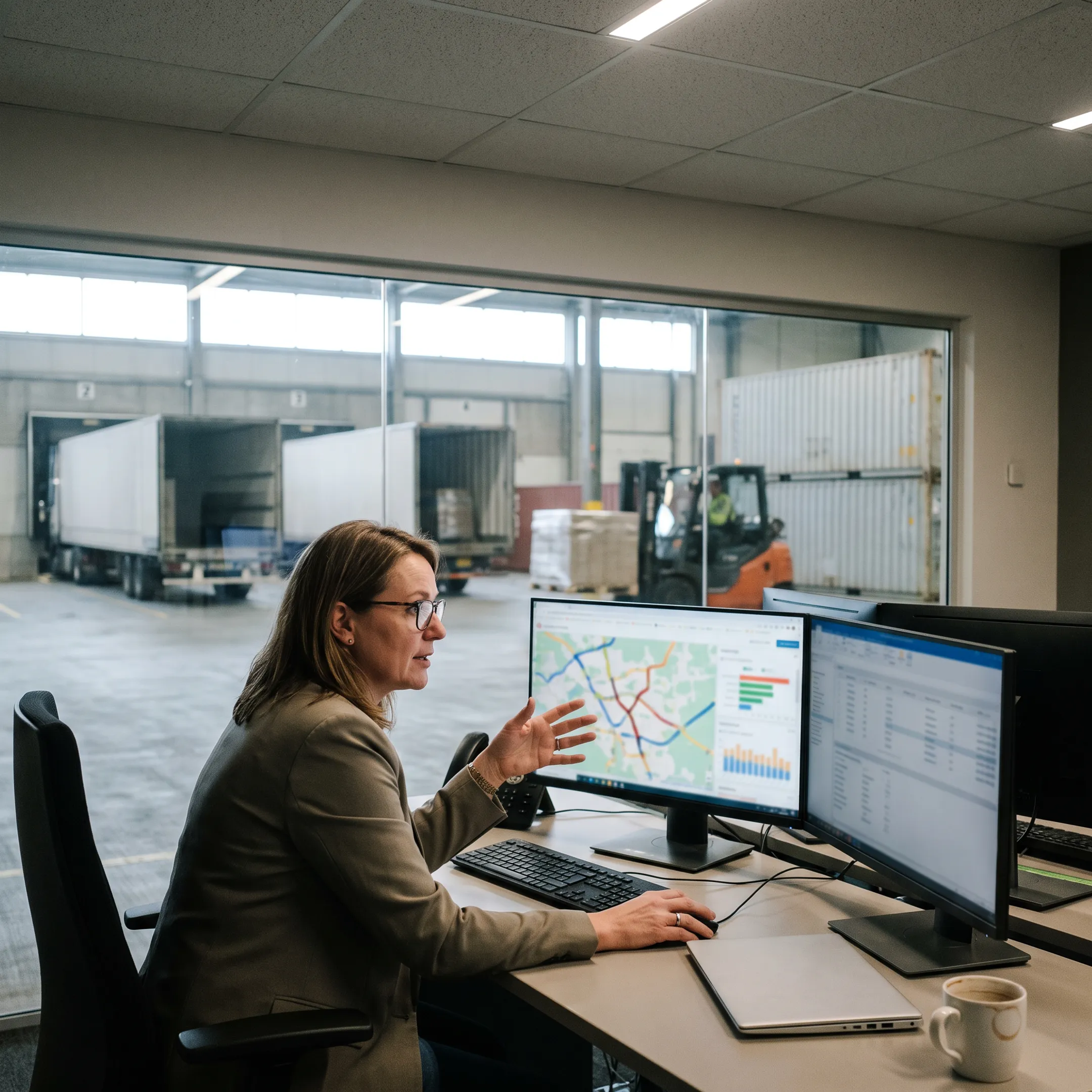 Logistics coordinator tracking container shipments