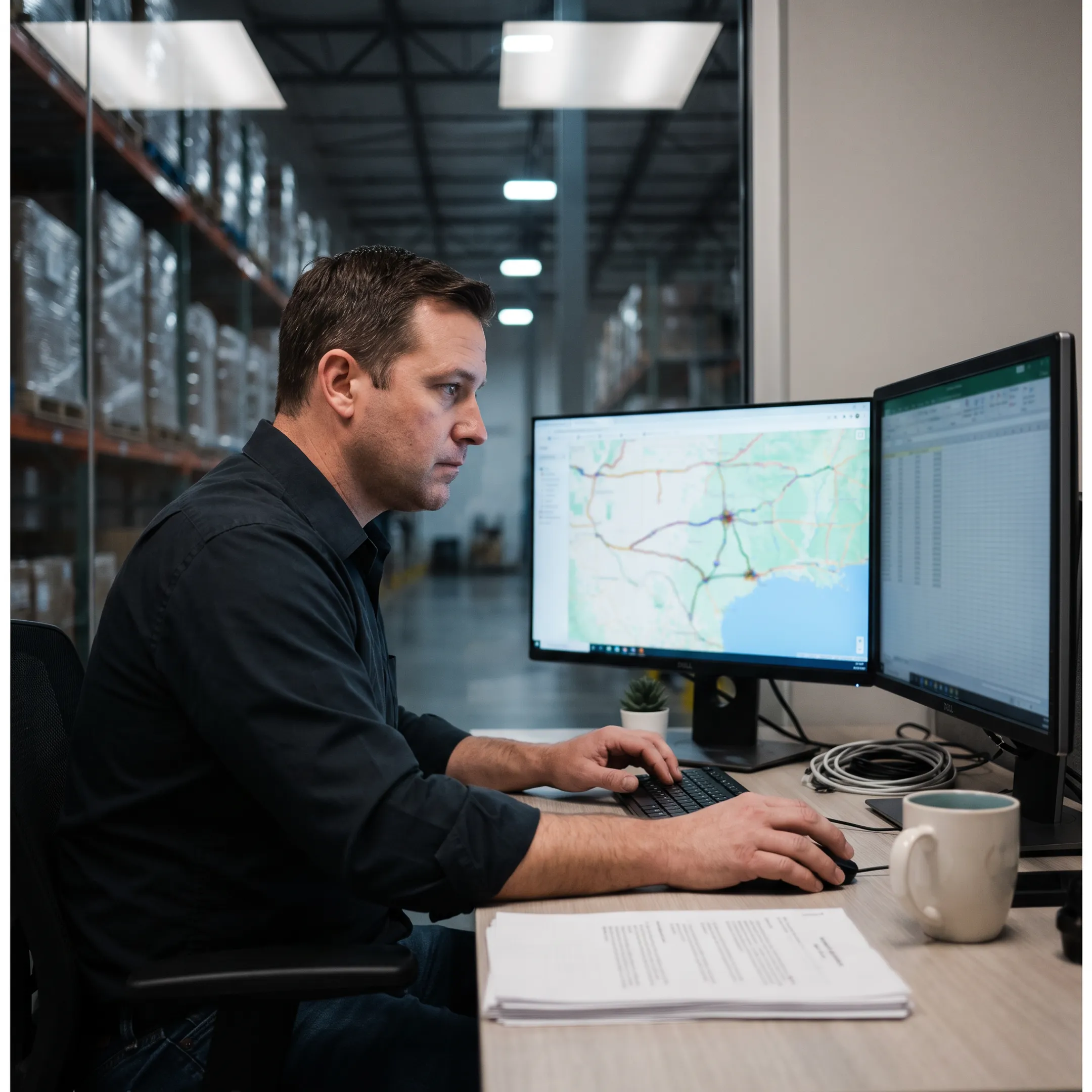 Logistics coordinator tracking LTL freight shipments