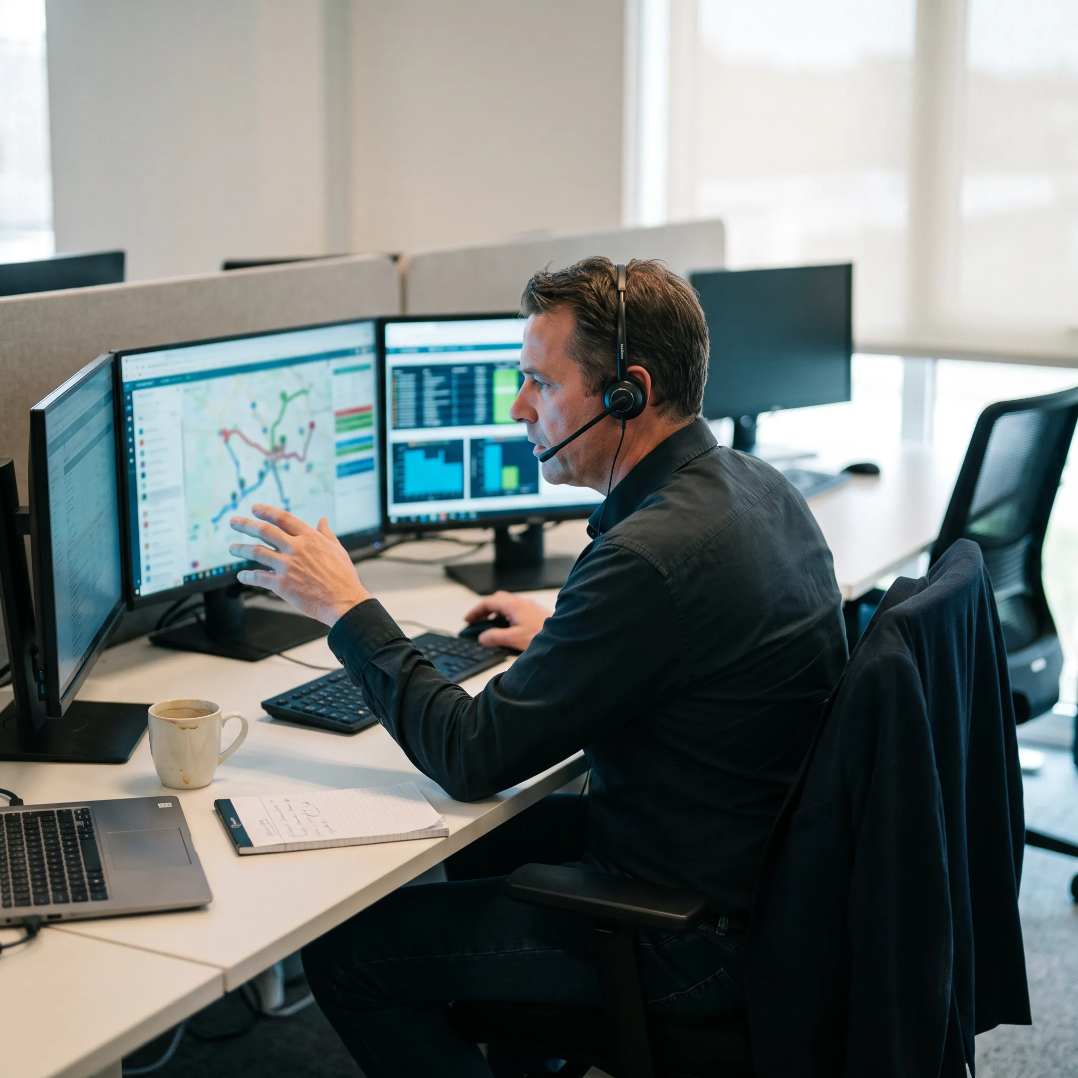 Logistics coordinator tracking freight shipments