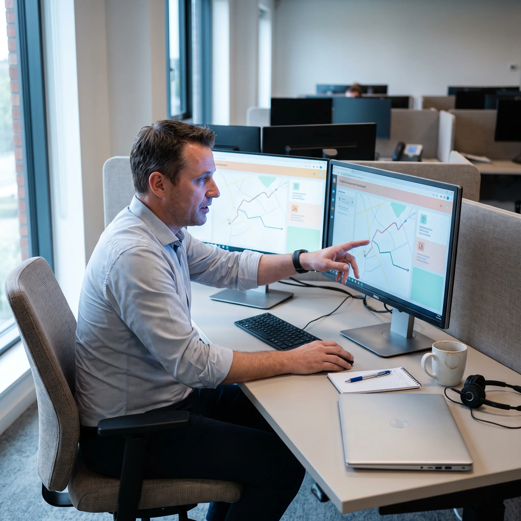 Logistics coordinator tracking LTL freight shipments