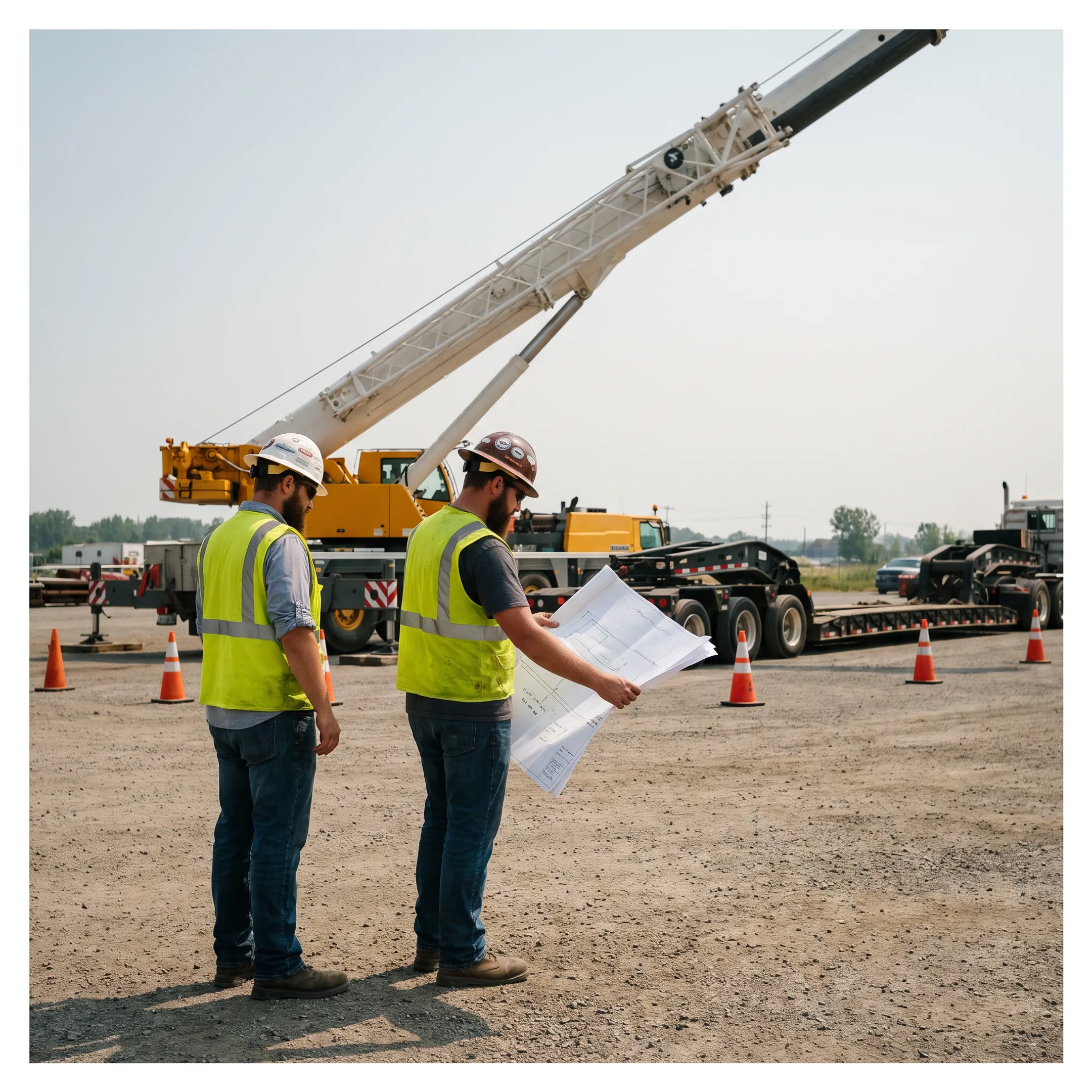 Rigging crew planning a crane lift
