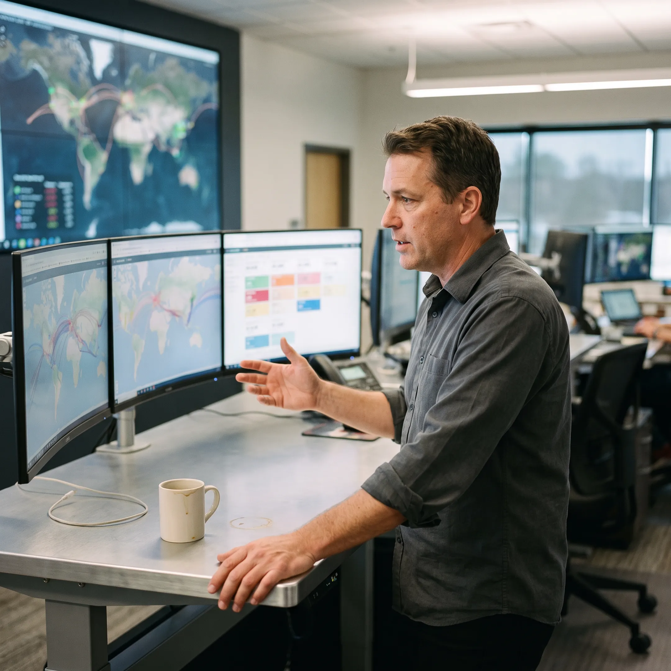 Logistics coordinator tracking ocean freight shipment