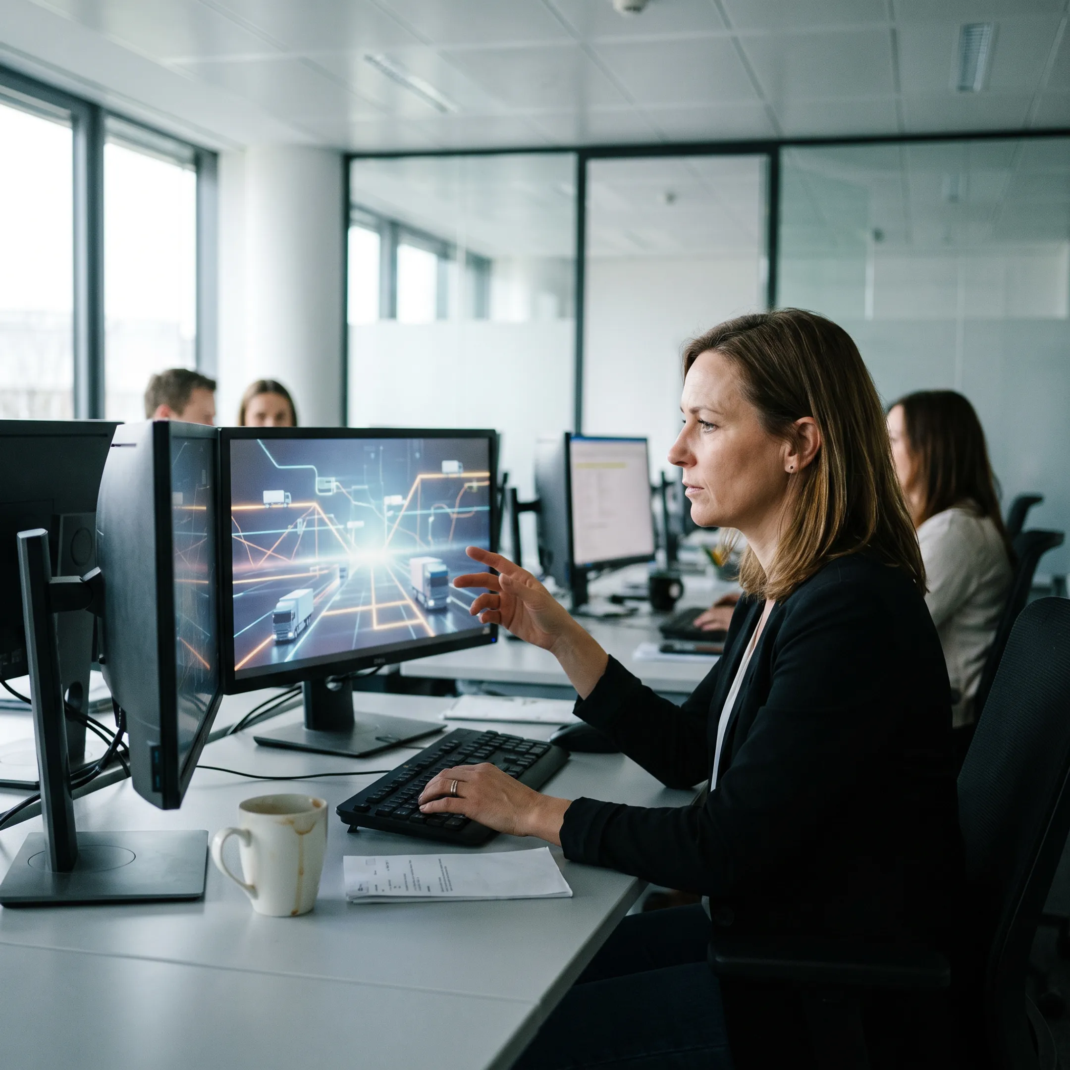 Logistics coordinator monitoring refrigerated freight