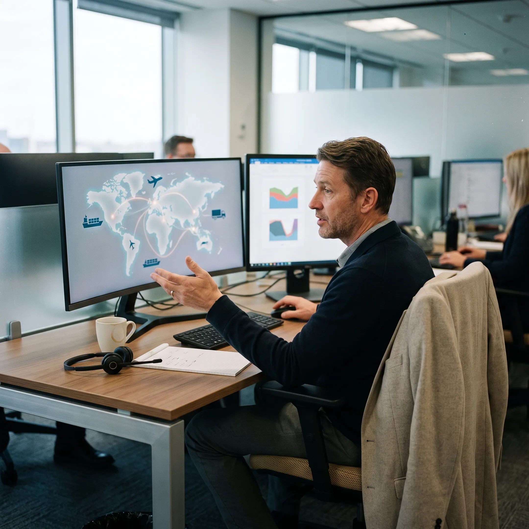 Logistics coordinator tracking international freight