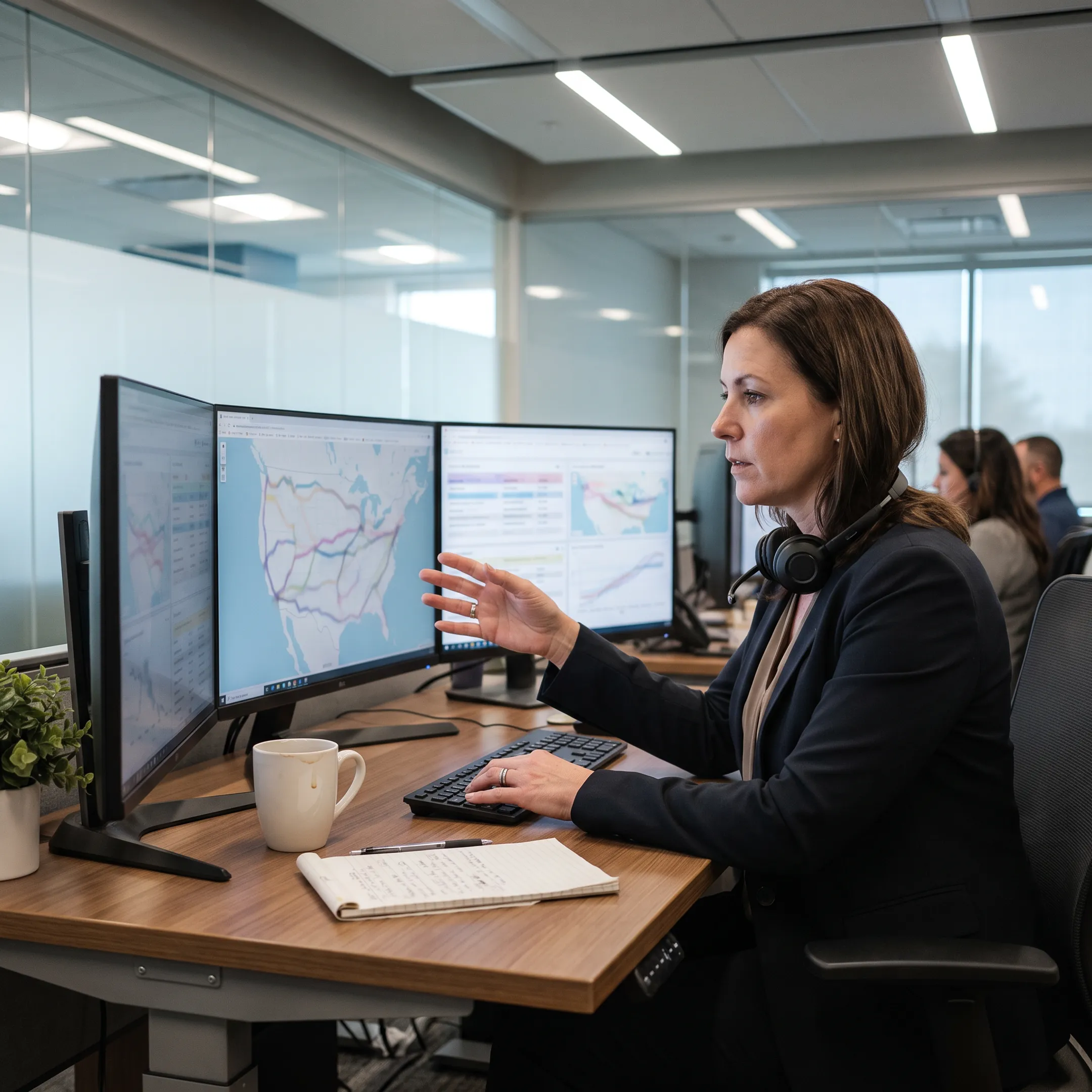 Logistics coordinator tracking food freight shipments