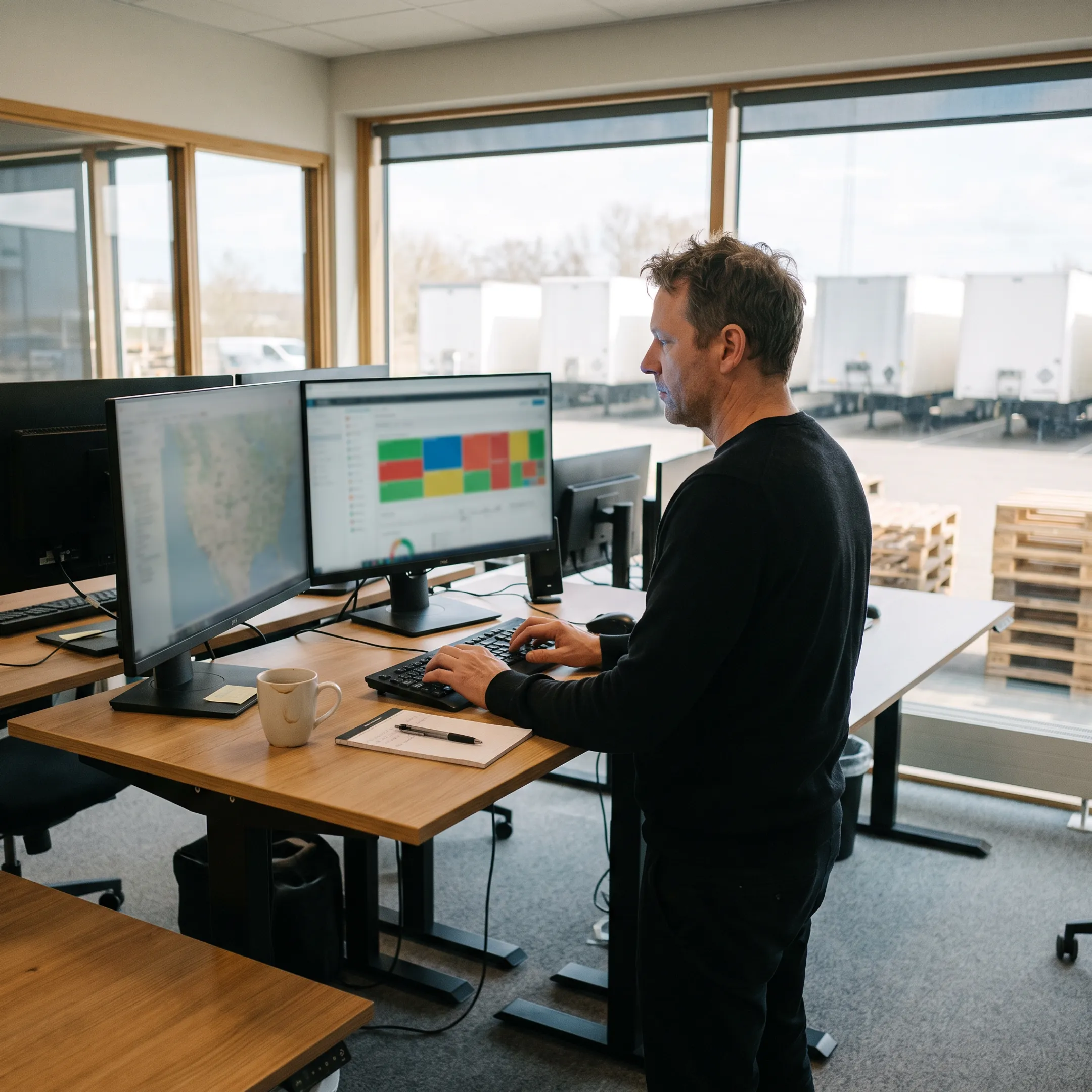 Logistics coordinator tracking freight shipments