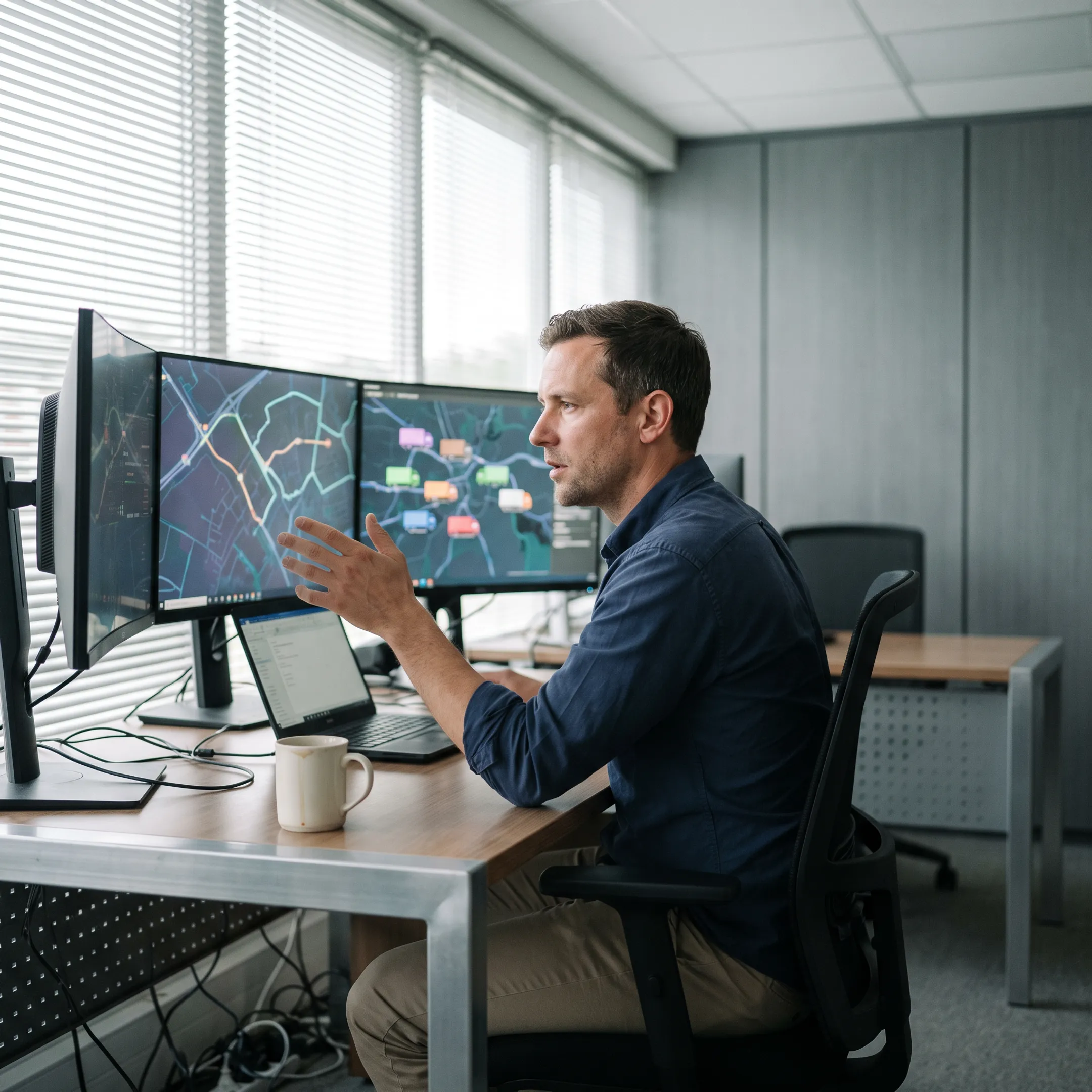 Logistics coordinator tracking global freight shipments