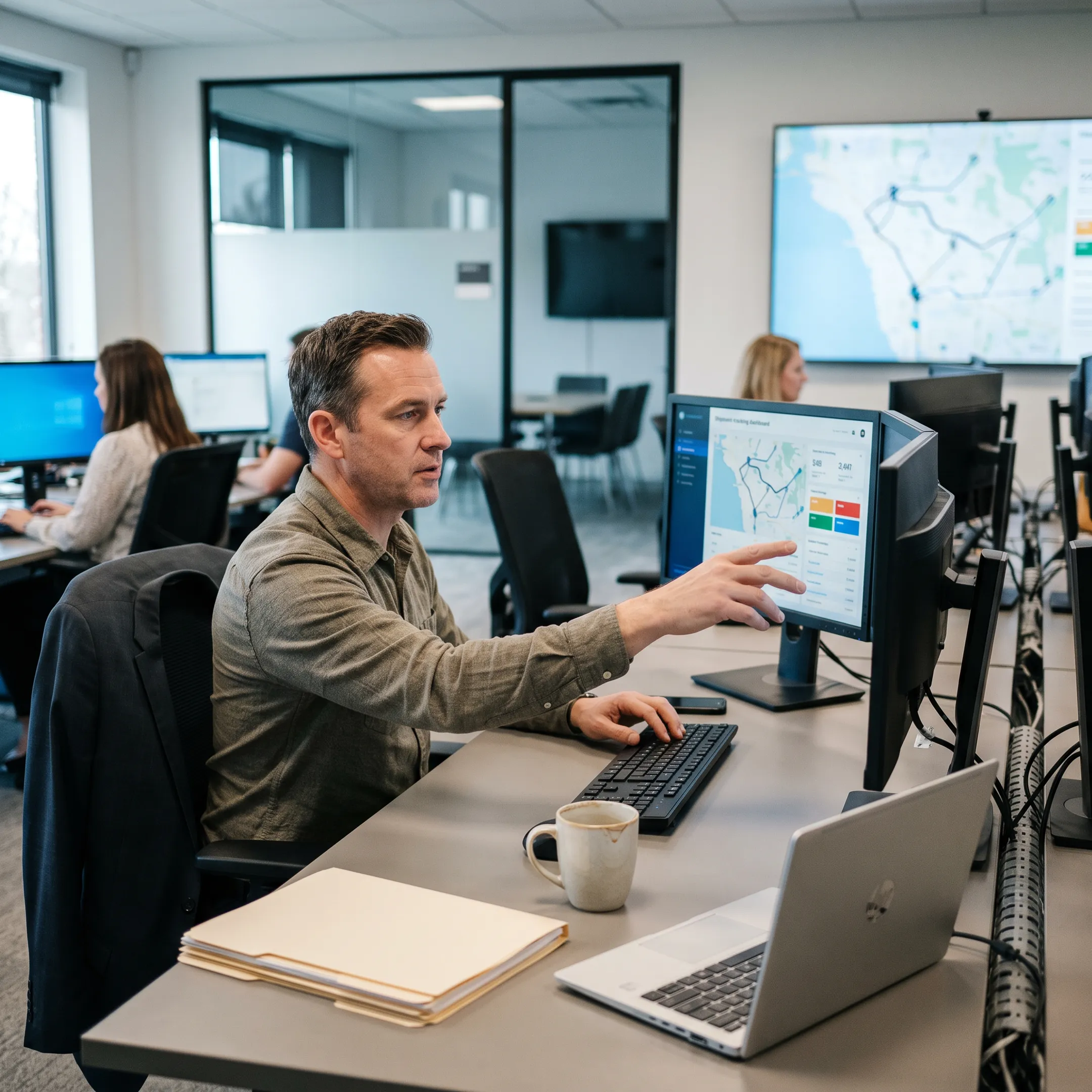 Logistics coordinator tracking cold chain freight