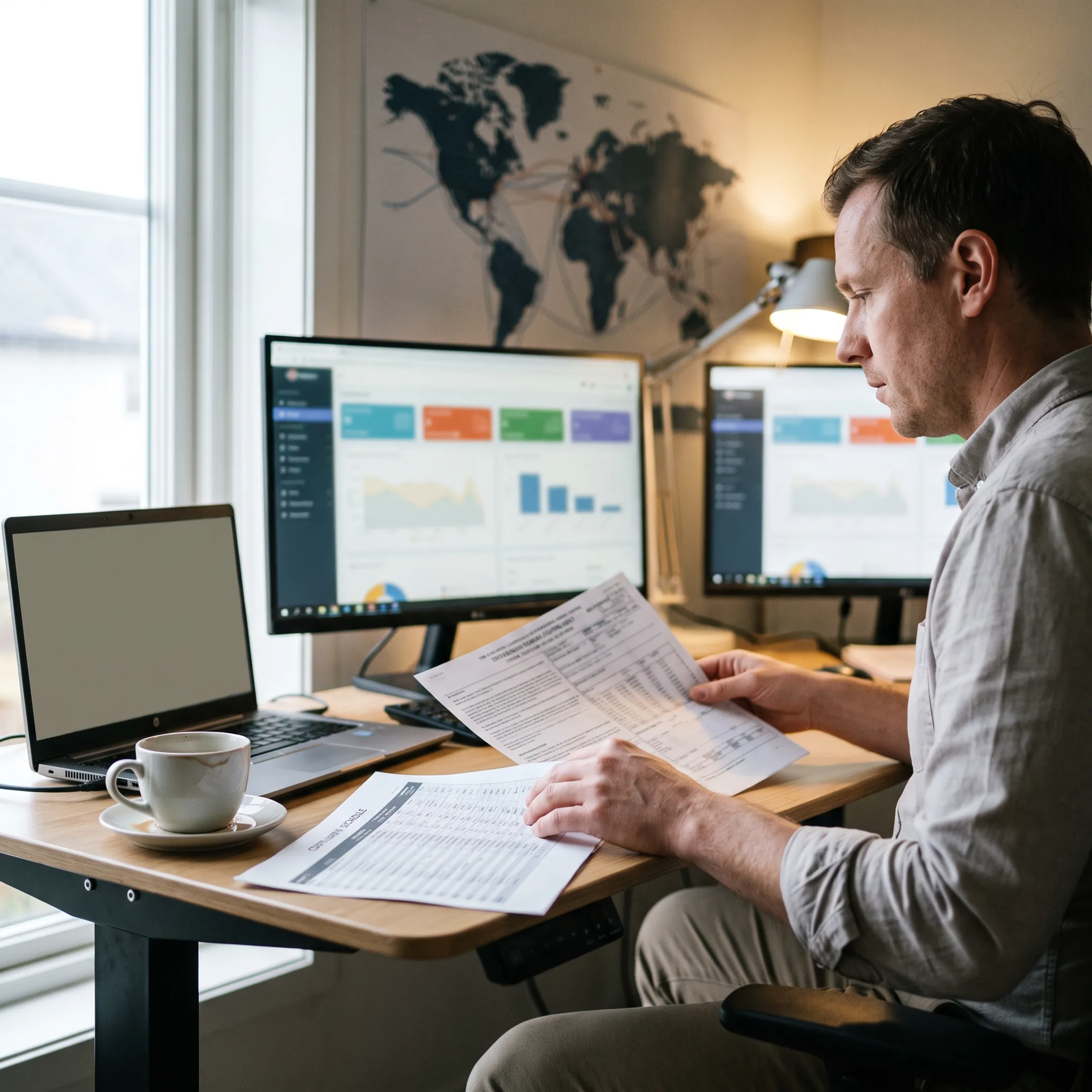 Logistics coordinator tracking international freight