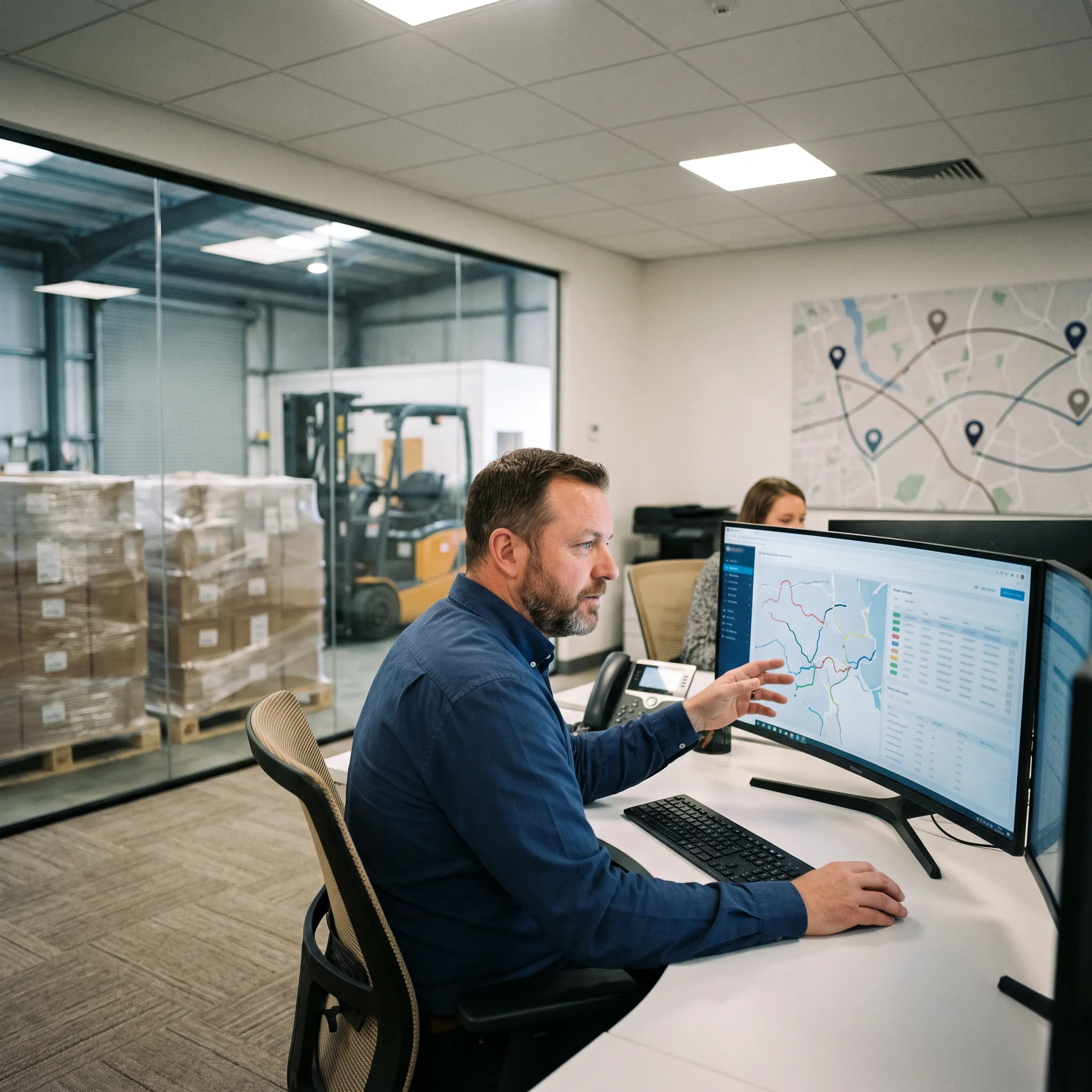 Logistics team tracking freight shipments