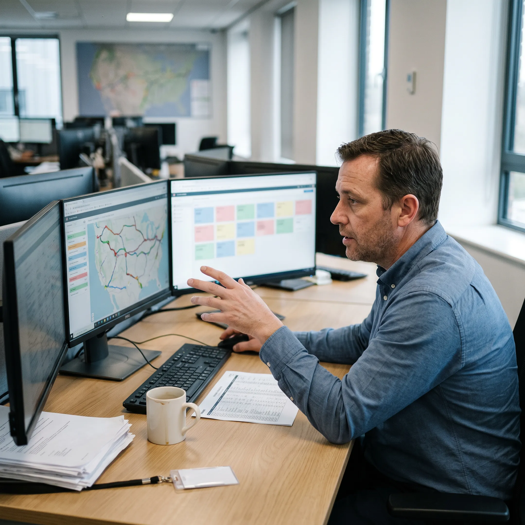 Logistics coordinator tracking container shipment