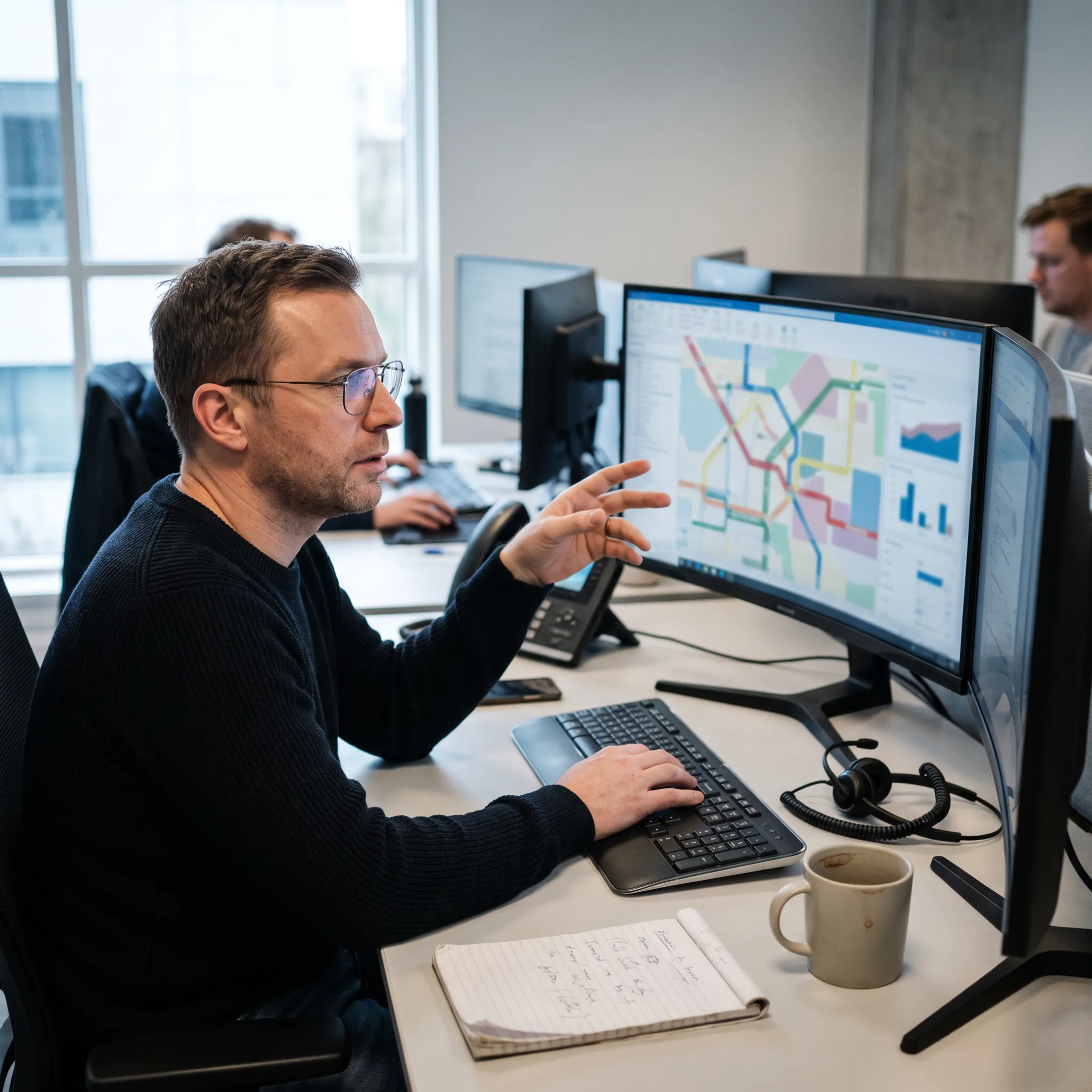 Logistics coordinator tracking container freight