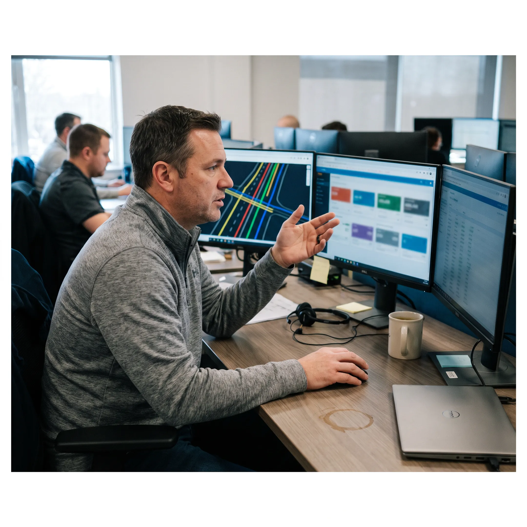 Logistics coordinator tracking freight shipment