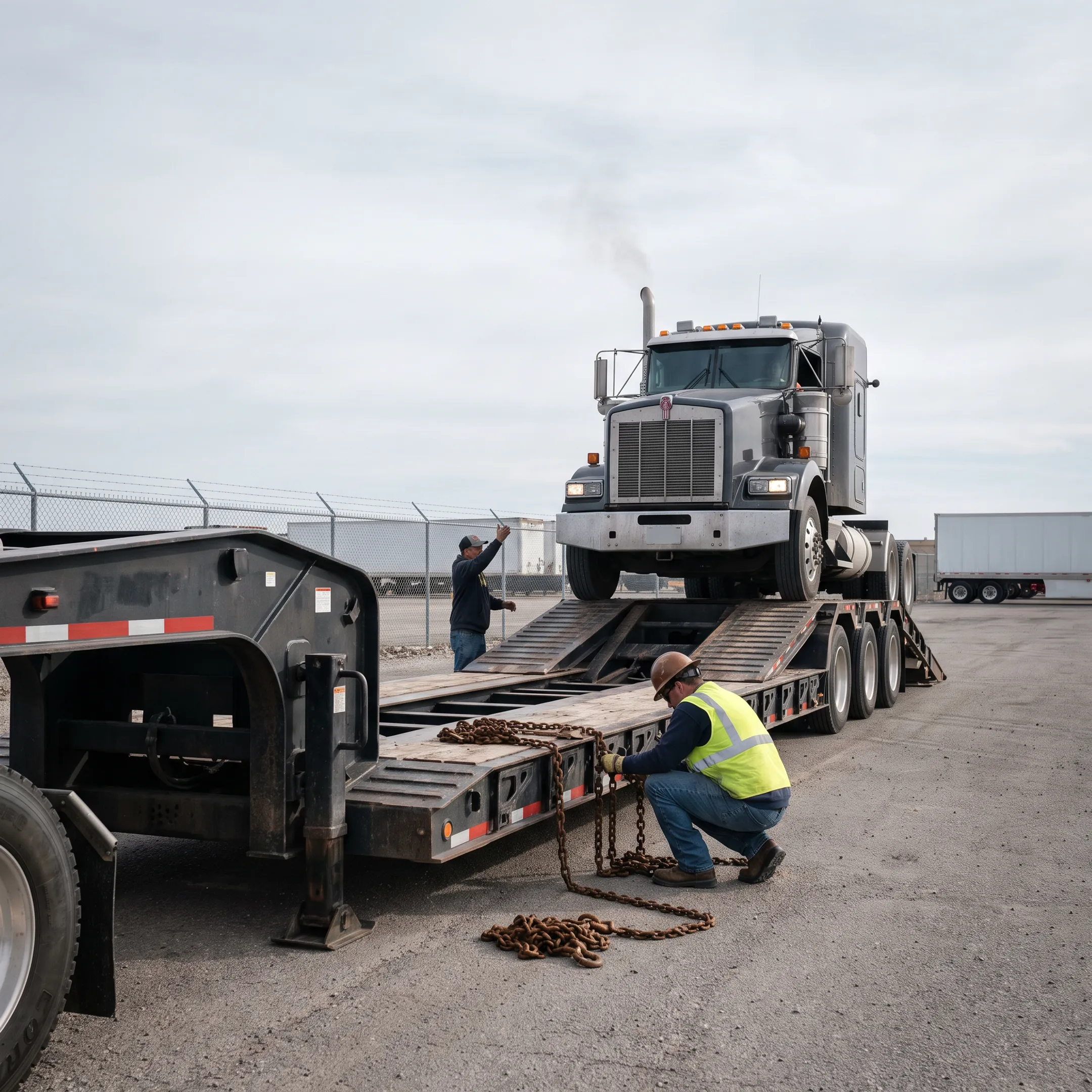 Heavy haul tractor loading process