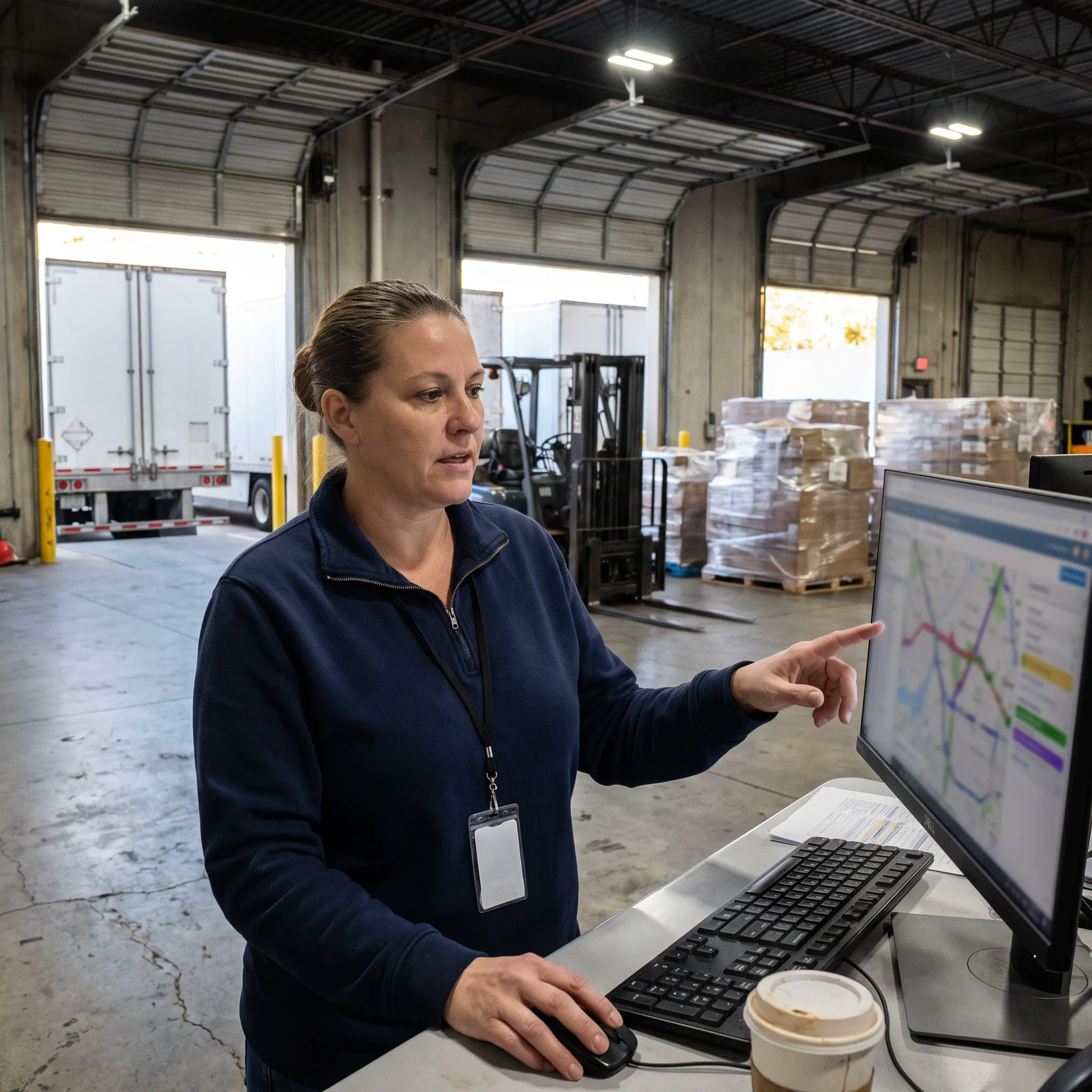 Logistics coordinator planning freight routes