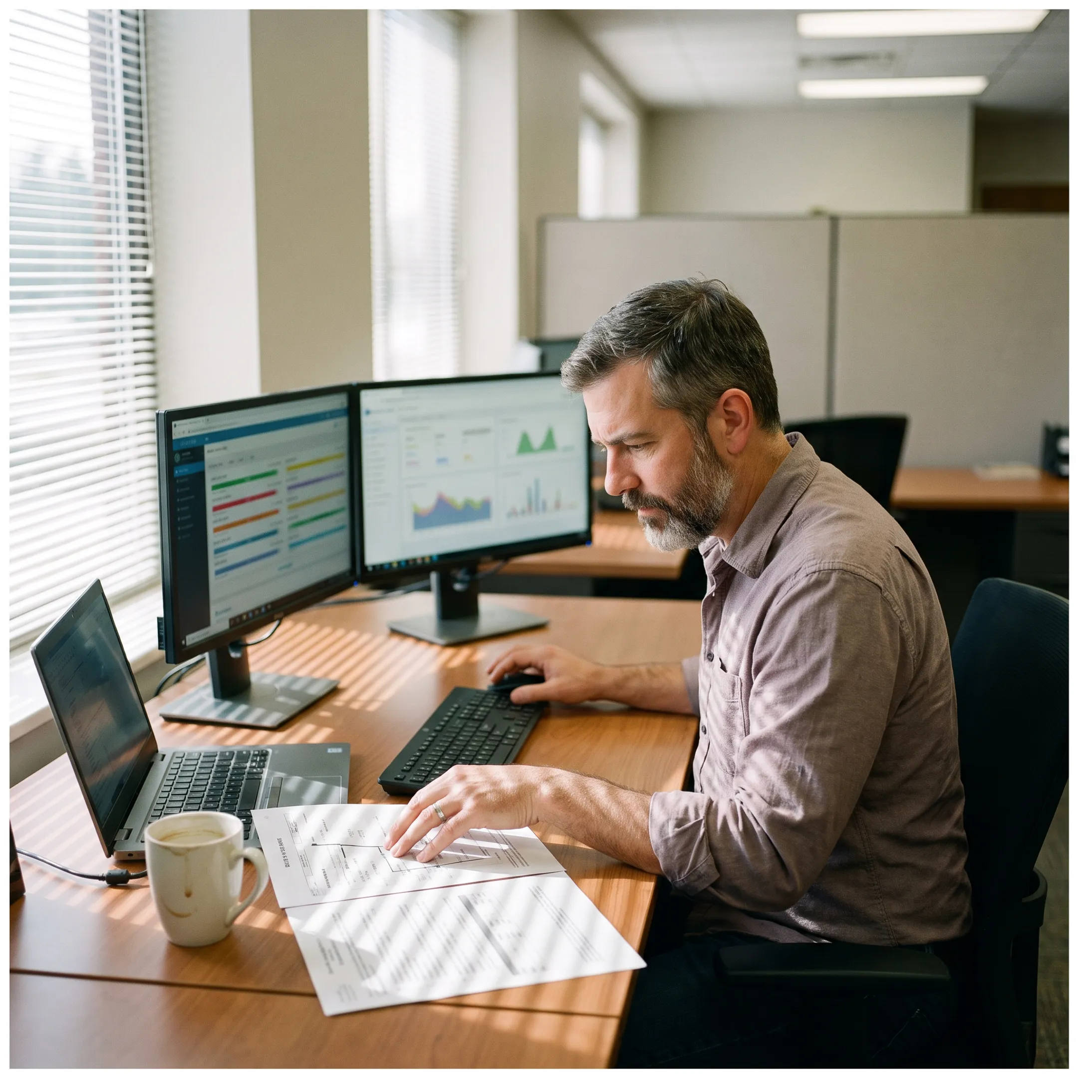 Logistics coordinator planning a flatbed freight route