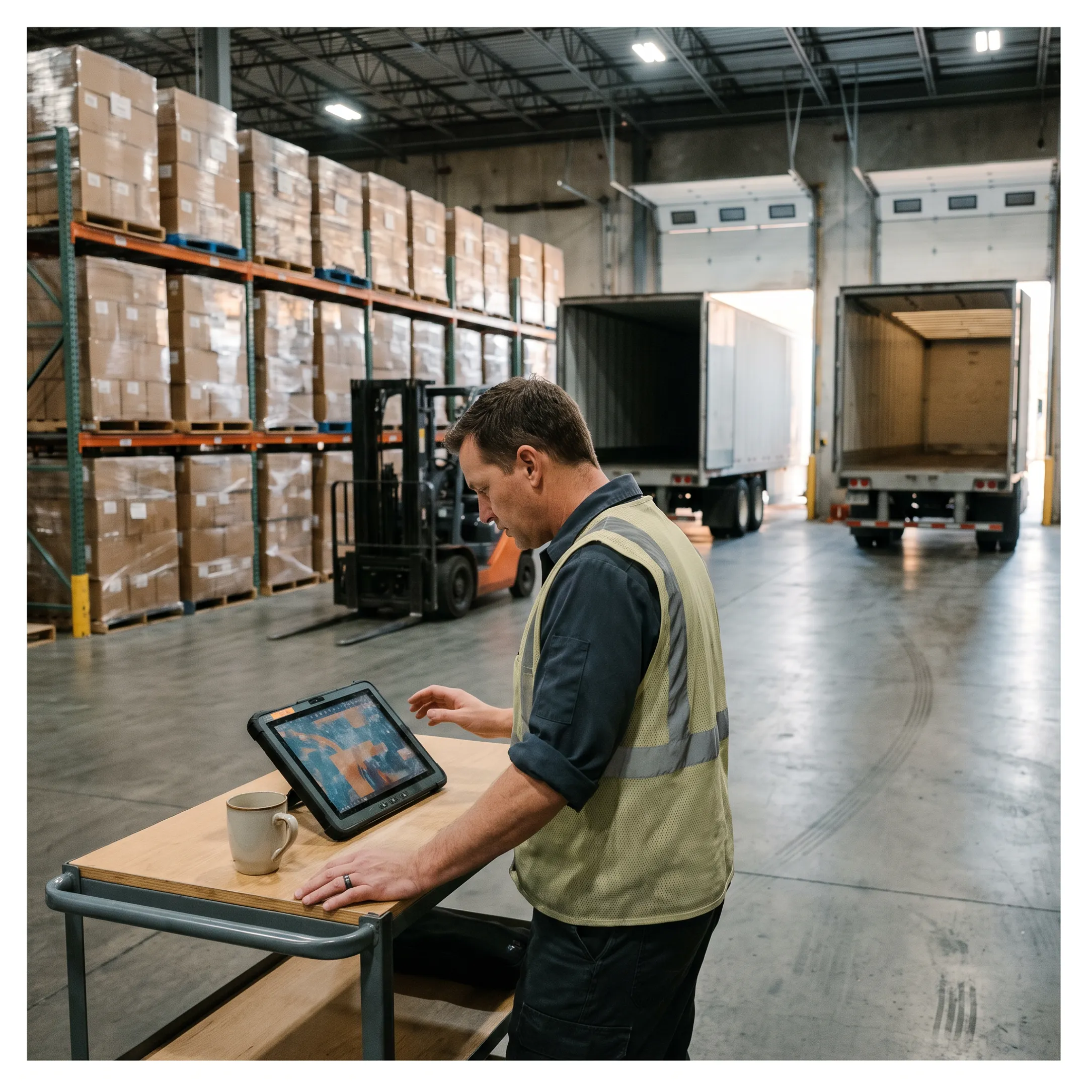 Logistics coordinator monitoring freight shipments