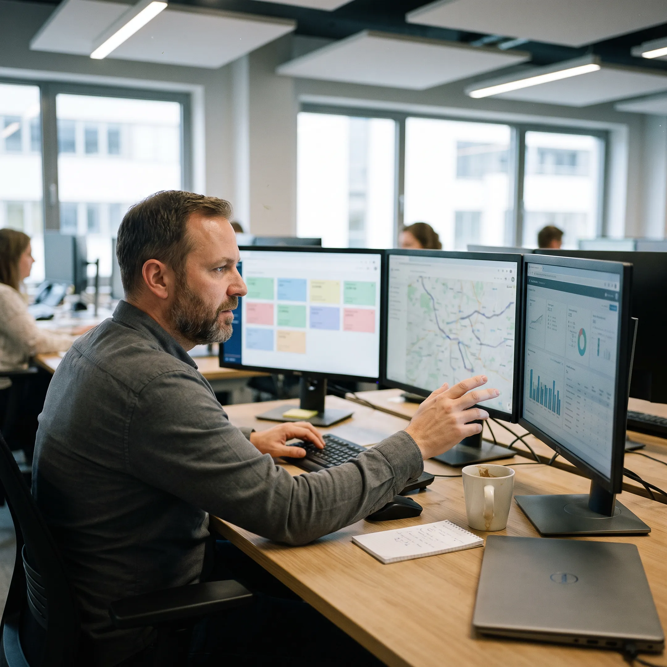 Logistics coordinator tracking freight shipments