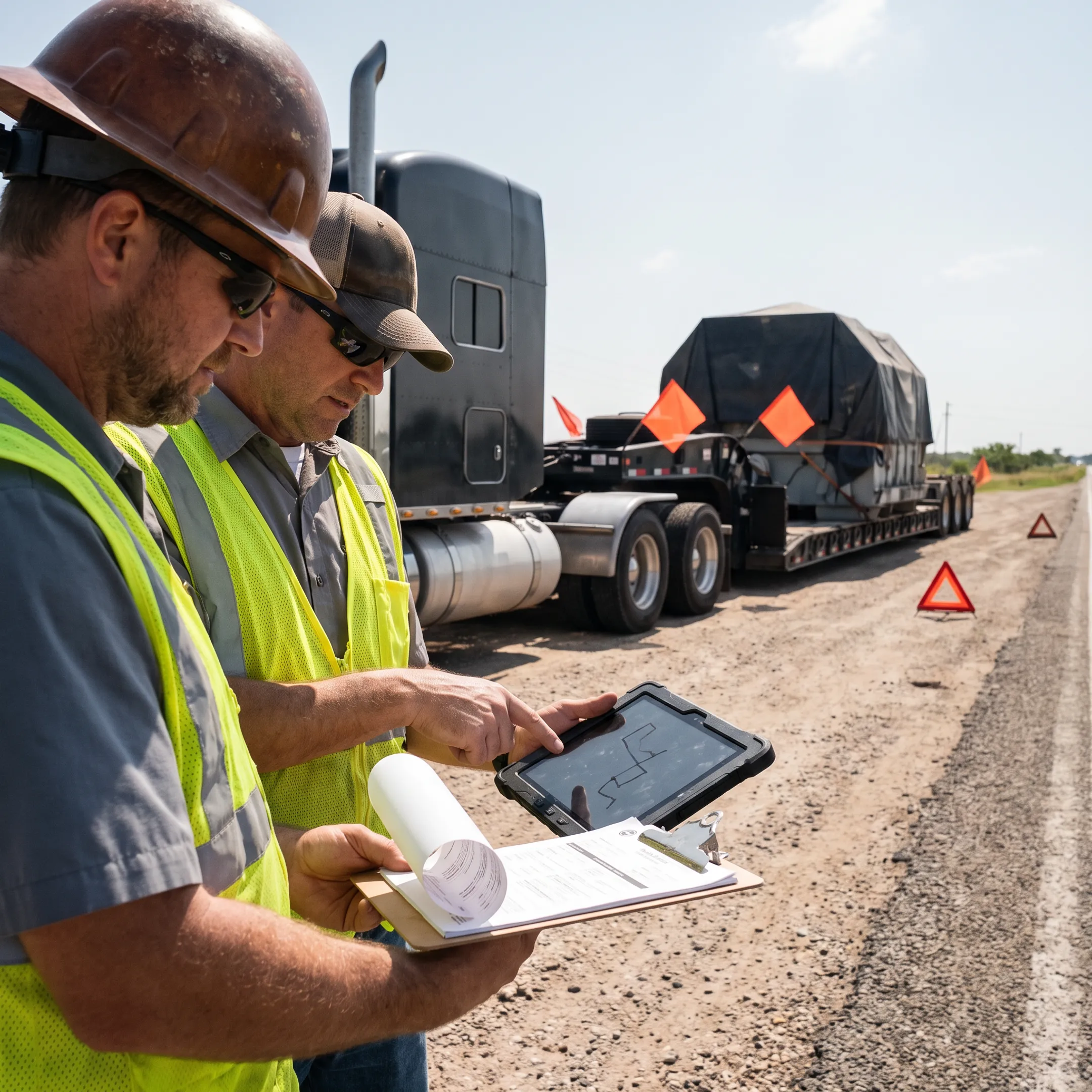 Heavy haul team planning an oversized equipment transport route