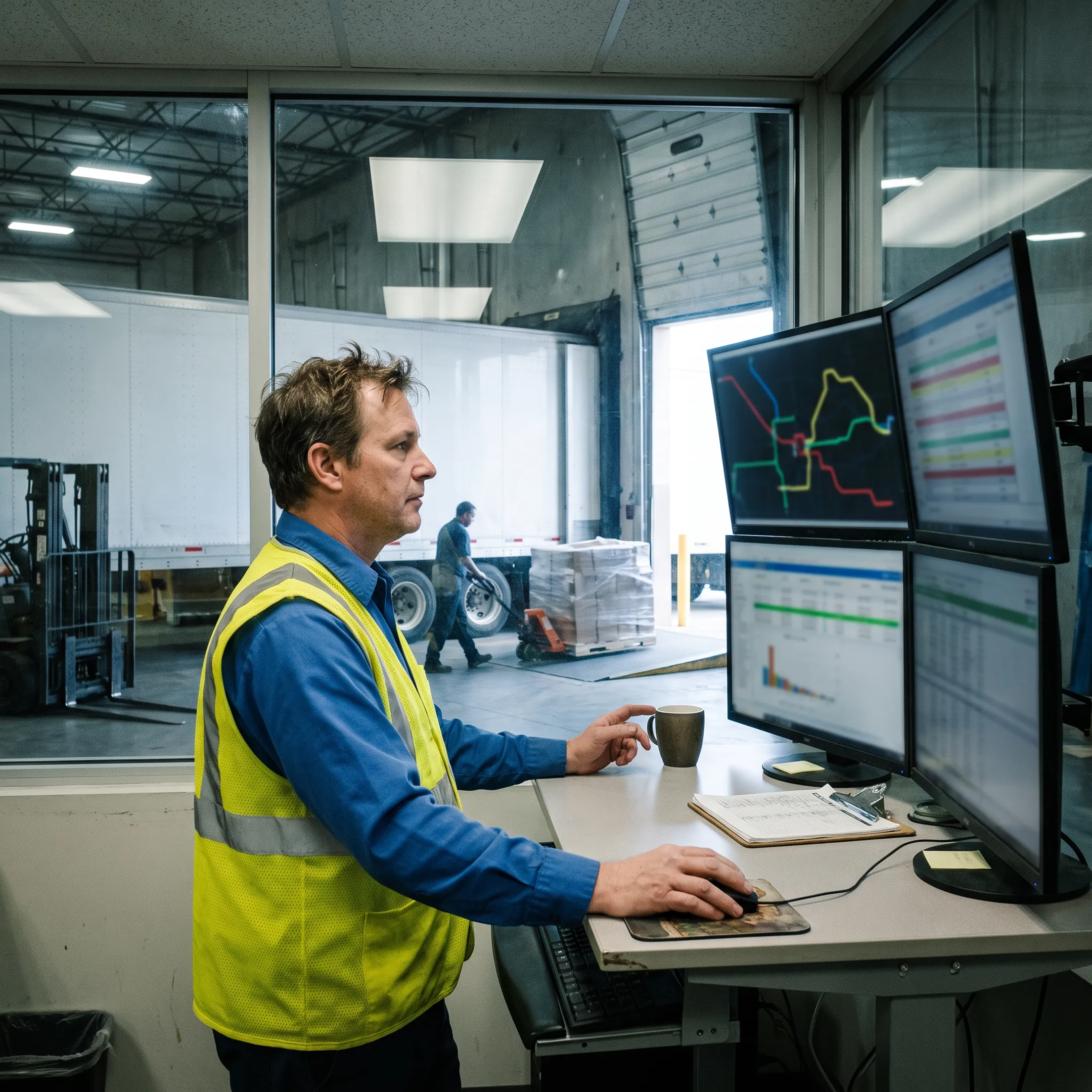 Logistics coordinator tracking full truckload shipment