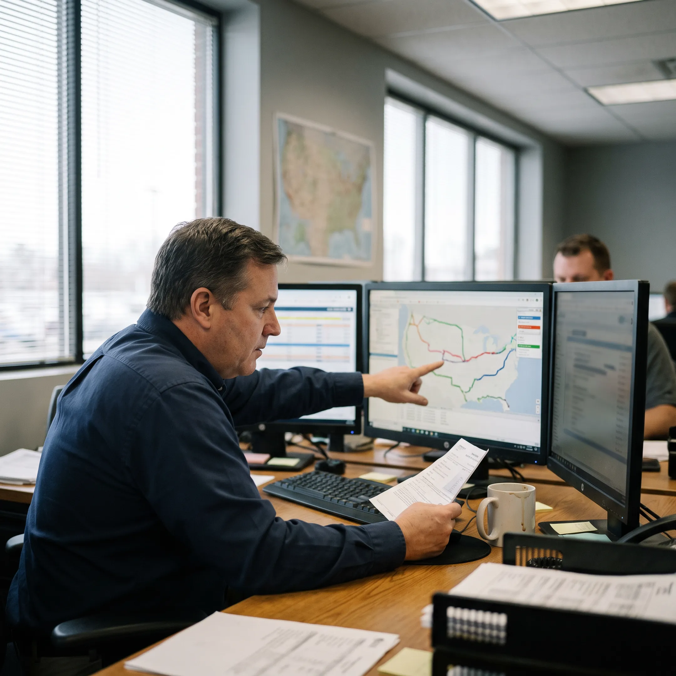 Logistics coordinator planning heavy machinery transport