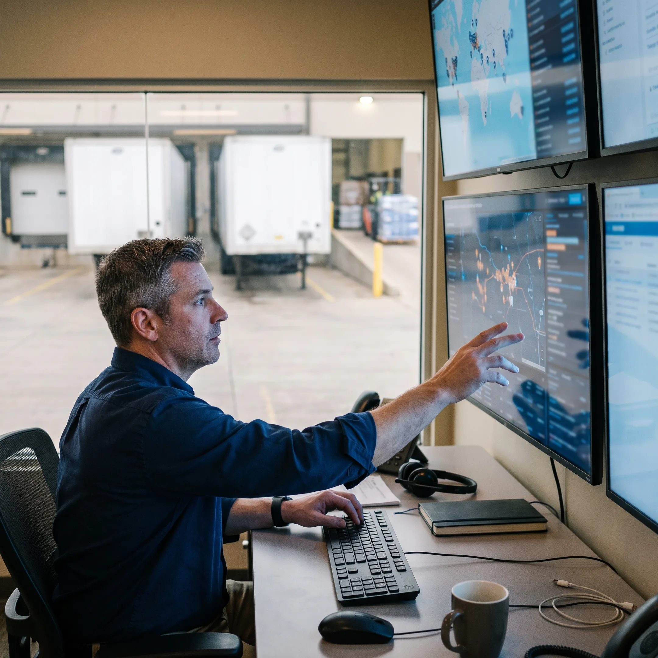 Logistics coordinator tracking expedited freight shipment