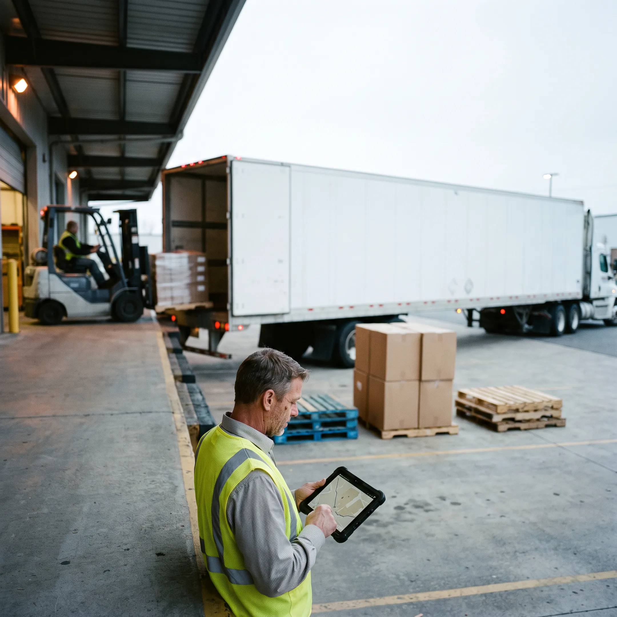 Logistics coordinator tracking freight shipment