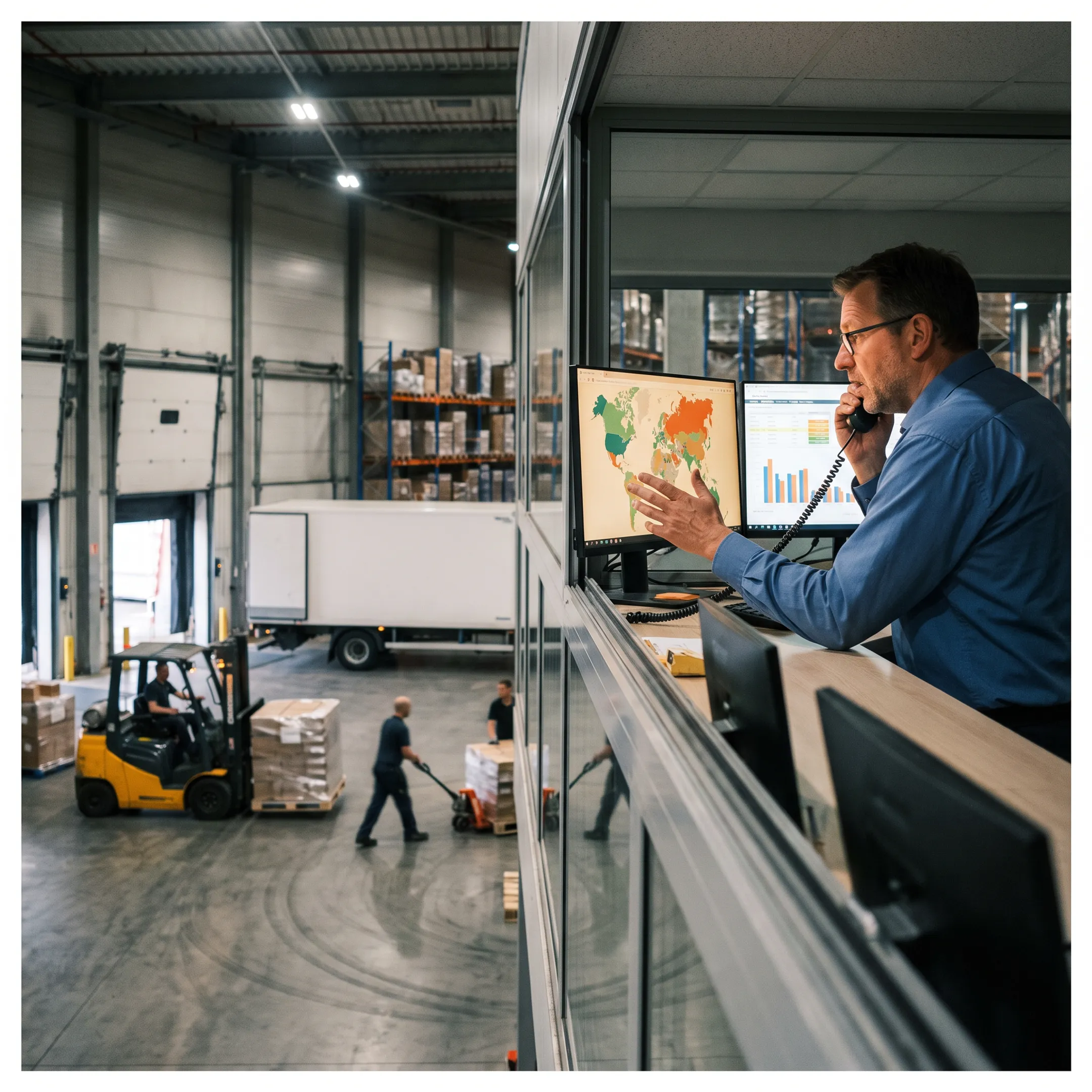 Logistics coordinator tracking Chicago freight shipments