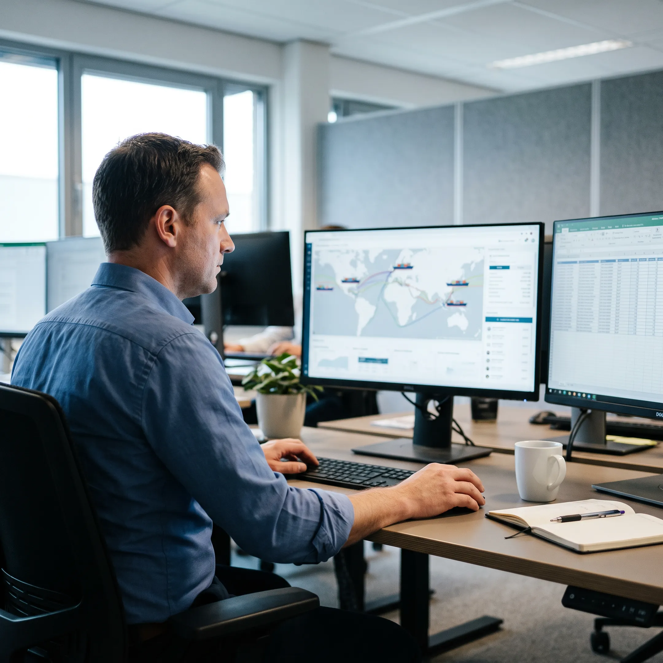 Logistics team tracking ocean freight shipment