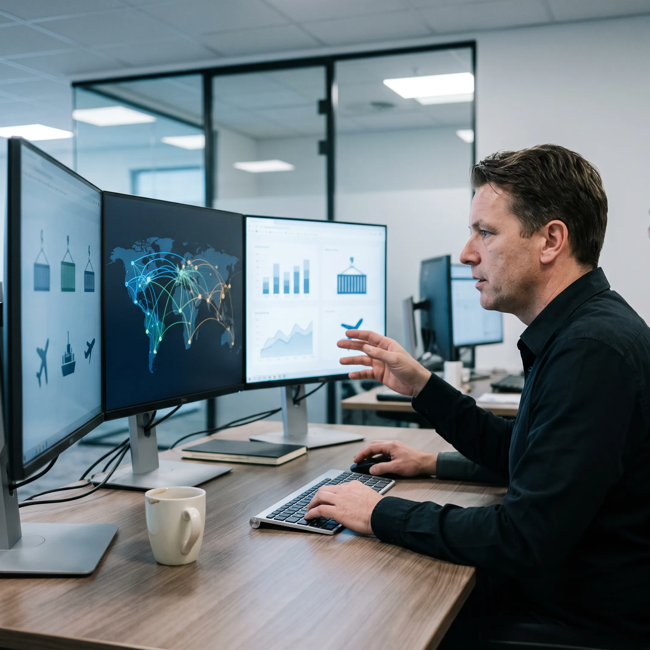 Logistics coordinator tracking international freight